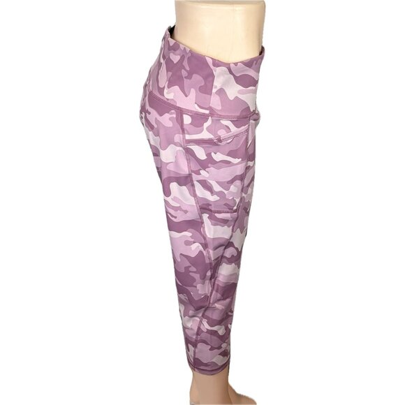 RBX +1X Camouflage Wide Waistband High Waisted Wicking Pockets Capri Leggings - Picture 3 of 6